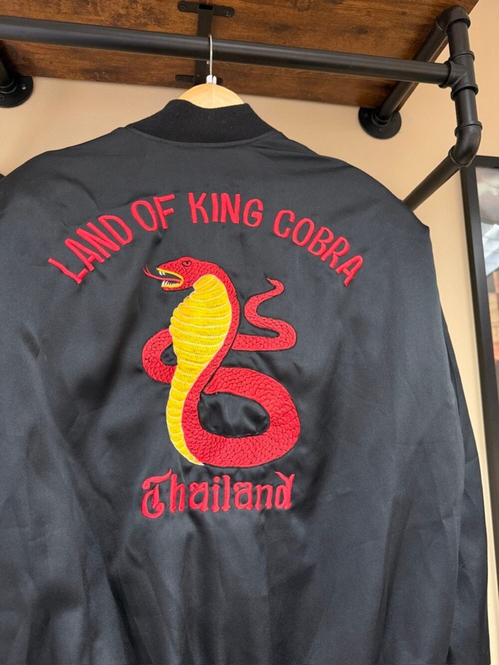 90s Land of King Cobra Thailand Vintage Souvenir Satin Bomber Snake Jacket